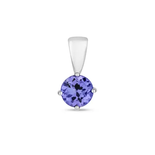 5mm Round Tanzanite Pendant 9ct White Gold - Claw set